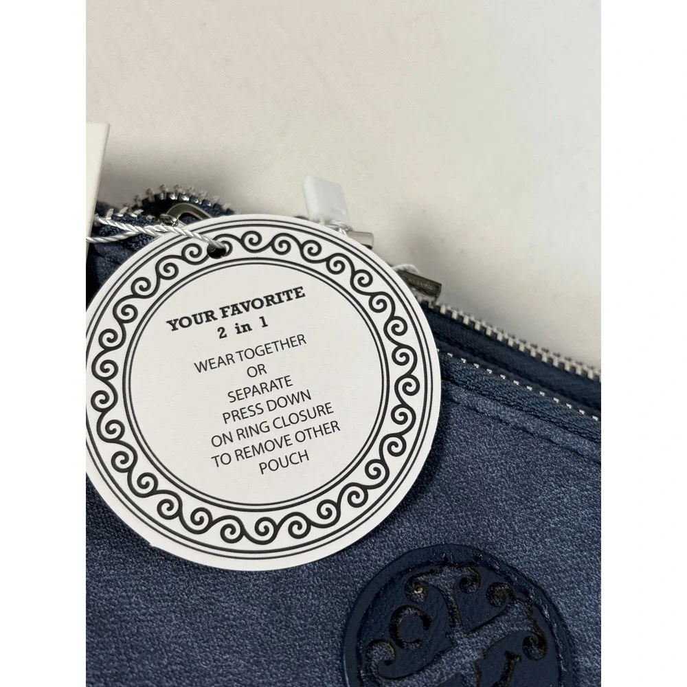 CXL by Christian Lacroix Luca PU Denim Double Slim Pouch Wristlet Indigo Denim